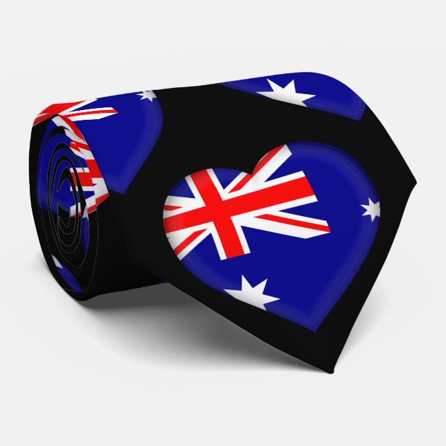 Australia Flag Colours Heart Pattern Neck Tie (Rolled)
