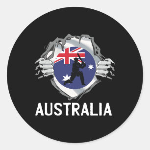 Australia Flag Cricket Fans Player Coach Australia Classic Round Sticker