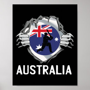 Australia Flag Cricket Fans Player Coach Australia Poster