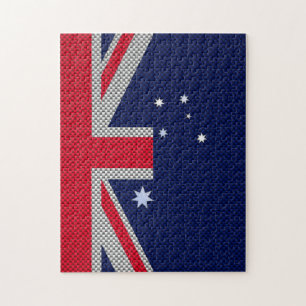 Australia Flag Design in Carbon Fibre Chrome Style Jigsaw Puzzle