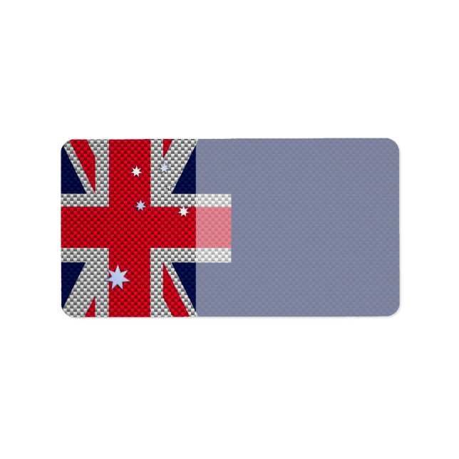 Australia Flag Design in Carbon Fibre Chrome Style Label (Front)
