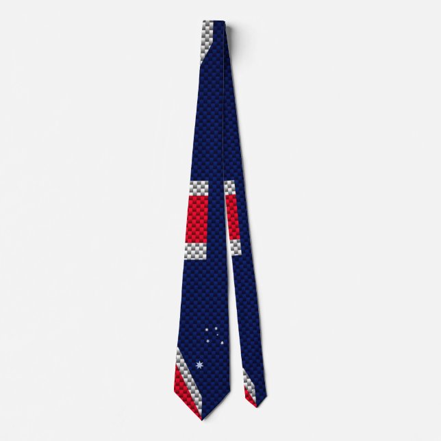 Australia Flag Design in Carbon Fibre Chrome Style Tie (Front)