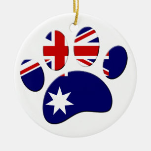 Australia Flag Dog Paw Print Ceramic Ornament
