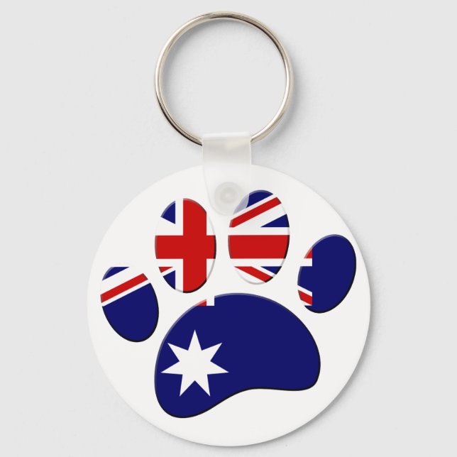 Australia Flag Dog Paw Print Key Ring (Front)