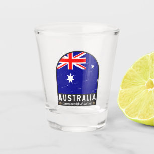 Australia Flag Emblem Distressed Vintage Shot Glass