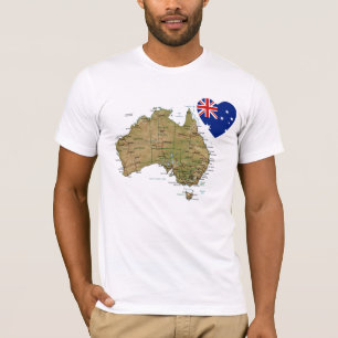 Australia Flag Heart and Map T-Shirt