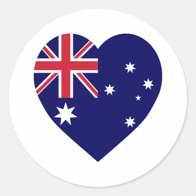 Australia Flag Heart Classic Round Sticker (Front)
