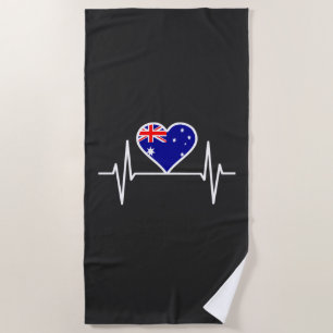 Australia Flag Heartbeat Beach Towel