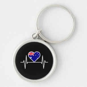 Australia Flag Heartbeat Key Ring