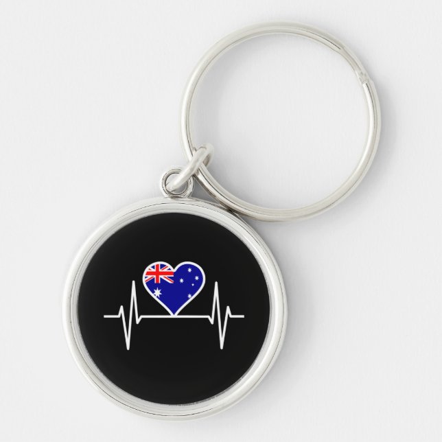 Australia Flag Heartbeat Key Ring (Front)