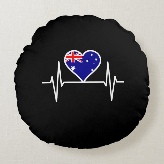 Australia Flag Heartbeat Round Cushion (Front)