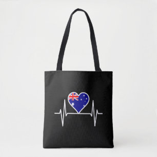 Australia Flag Heartbeat Tote Bag