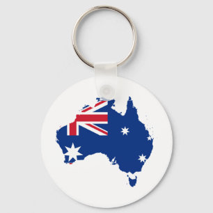 Australia Flag in the shape of Australia Key Ring