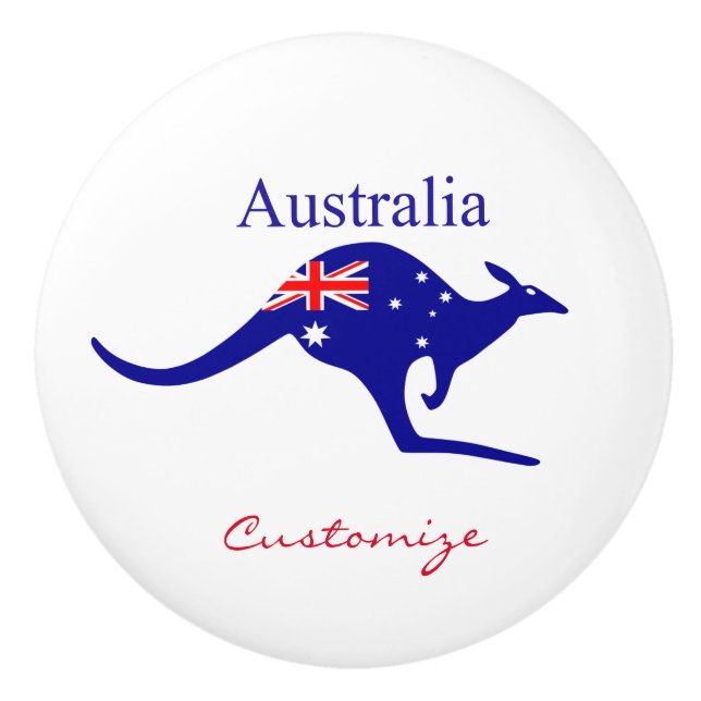 Australia Flag Kangaroo Thunder_Cove Ceramic Knob (Front)