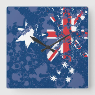 AUSTRALIA FLAG KCALIMA effect by Masanser Square Wall Clock