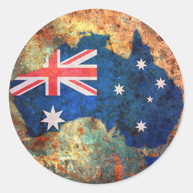 Australia Flag Map Classic Round Sticker (Front)