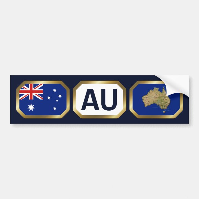 Australia Flag Map Code Bumper Sticker (Front)