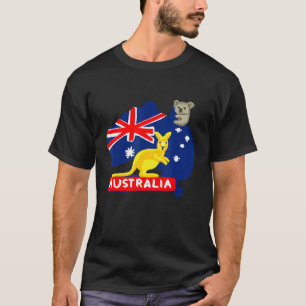 Australia Flag Map Continent Kangaroo Koala T-Shirt