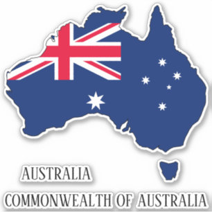 Australia Flag Map Outline