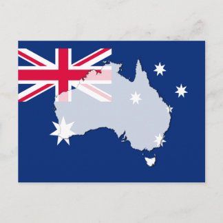 Australia flag map outline postcard