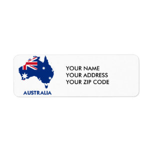 AUSTRALIA FLAG MAP RETURN ADDRESS LABEL