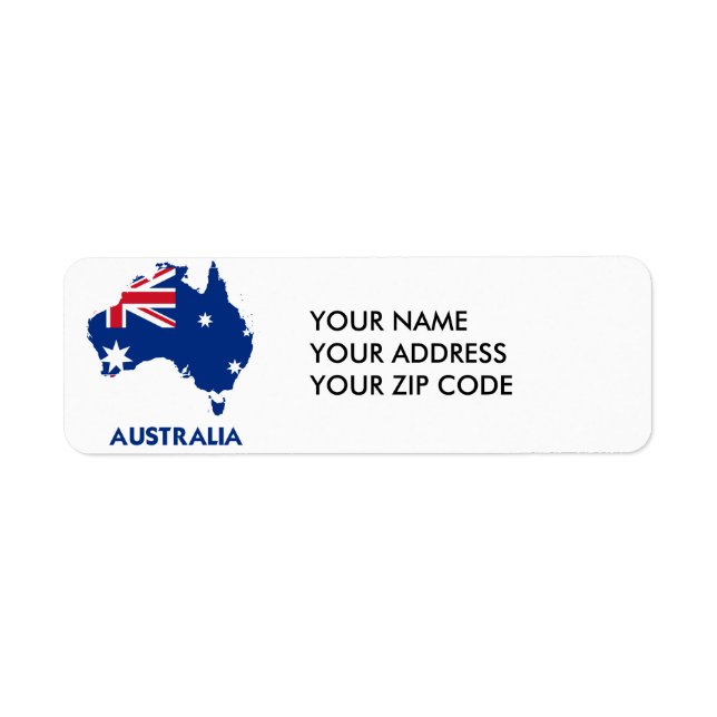 AUSTRALIA FLAG MAP RETURN ADDRESS LABEL (Front)