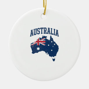 Australia Flag Map Vintage Distressed Graphic_1 Ceramic Ornament