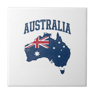 Australia Flag Map Vintage Distressed Graphic_1 Ceramic Tile