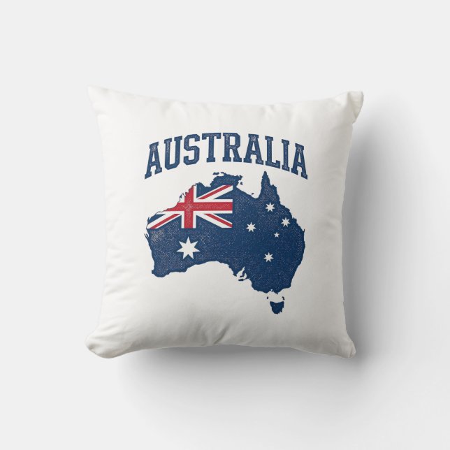 Australia Flag Map Vintage Distressed Graphic_1 Cushion (Front)