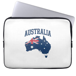 Australia Flag Map Vintage Distressed Graphic_1 Laptop Sleeve