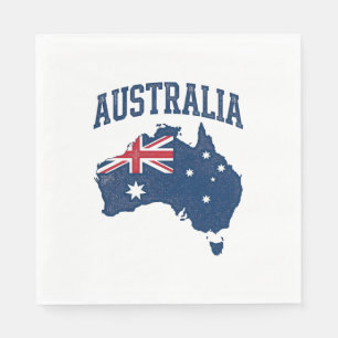 Australia Flag Map Vintage Distressed Graphic_1 Napkin