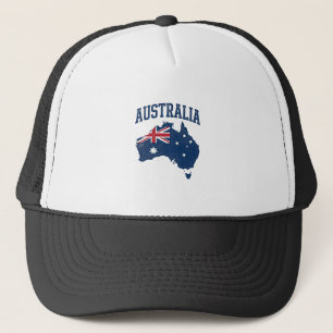 Australia Flag Map Vintage Distressed Graphic_1 Trucker Hat