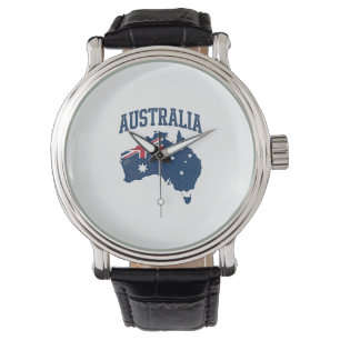 Australia Flag Map Vintage Distressed Graphic_1 Watch