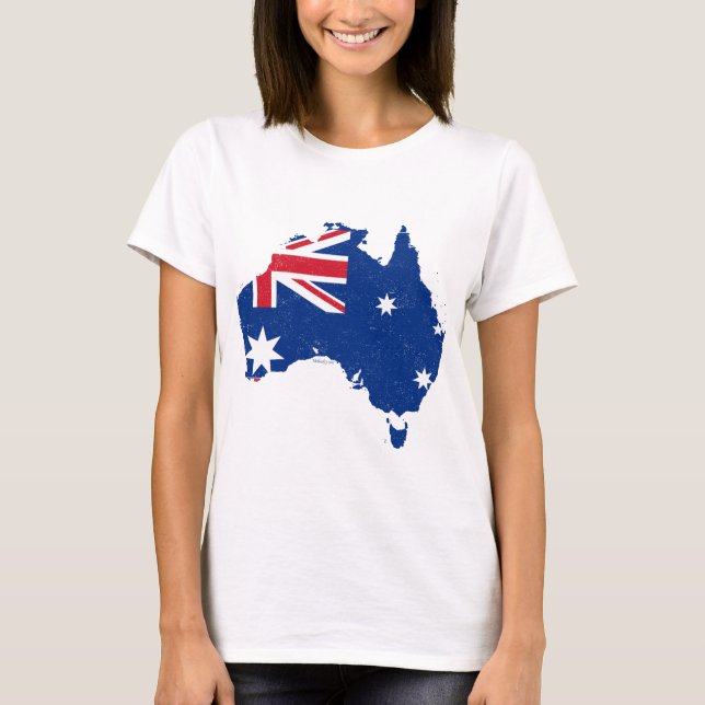 Australia Flag Map W T-Shirt (Front)