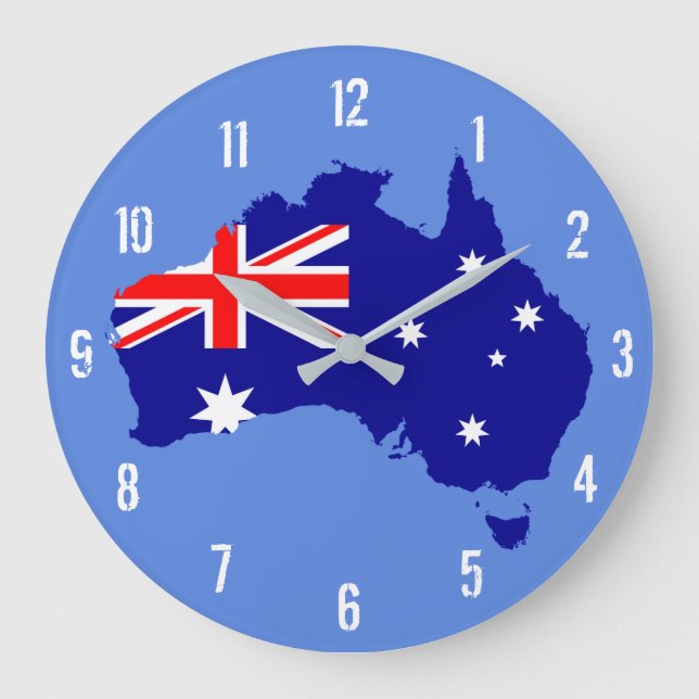Australia Flag Map Wall Clock (Front)