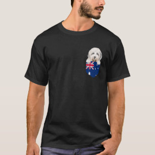 Australia Flag Old English Sheepdog Dog In Pocket T-Shirt