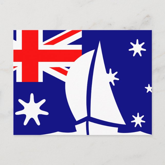Australia Flag Sailing Boat Nautical Postcard (Front)