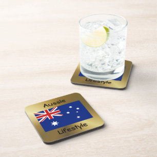 Australia Flag+Text Coaster