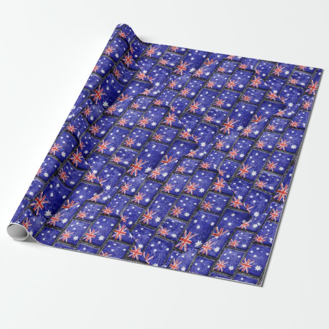 Australia Flag Urban Grunge Pattern Wrapping Paper (Unrolled)