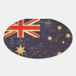 Australia Flag Vintage Design Oval Sticker