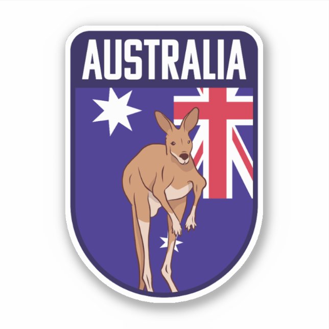 Australia Flag with Kangaroo - Australia Travel (Front)