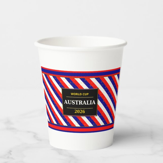 Australia Football Fan Flag Colors Stripe Pattern  Paper Cups (Front)