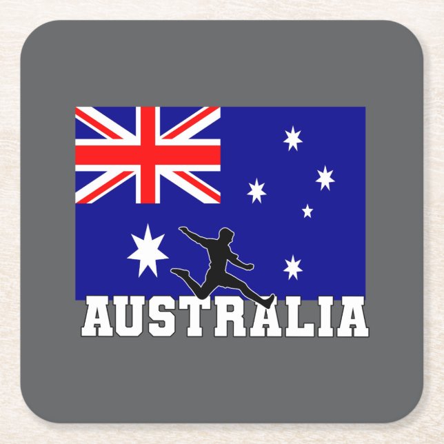 Australia Football Soccer Australia National Team Square Paper Coaster (Front)