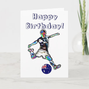 Australia Football soccer birthday card