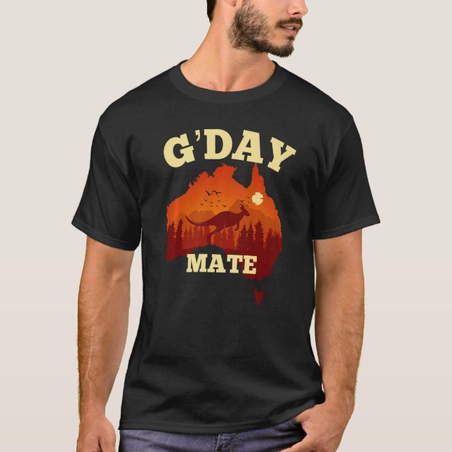 Australia G'Day Mate  Australian Flag Aussie Map T-Shirt (Front)