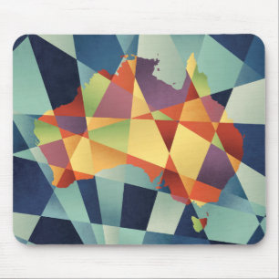 Australia Geometric Retro Map Mouse Pad