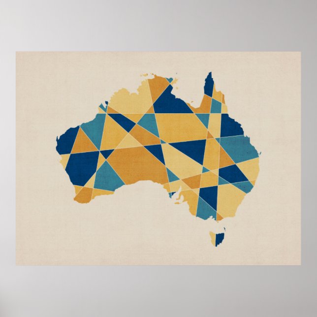 Australia Geometric Retro Map Poster (Front)