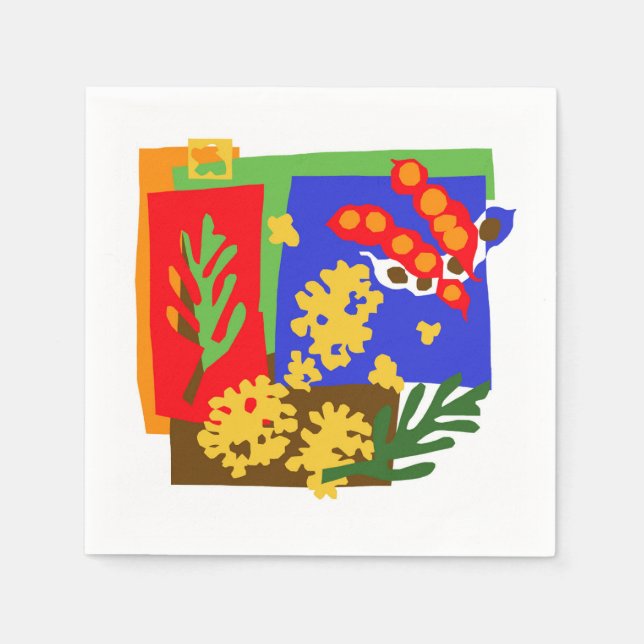 Australia - Golden WATTLE & seed pods Napkin (Front)