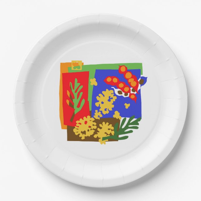 Australia - Golden WATTLE & seed pods - Paper Plate (Front)