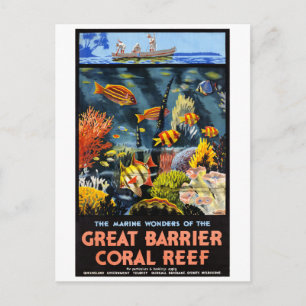 Australia Great Barrier Coral Reef Vintage Poster Postcard